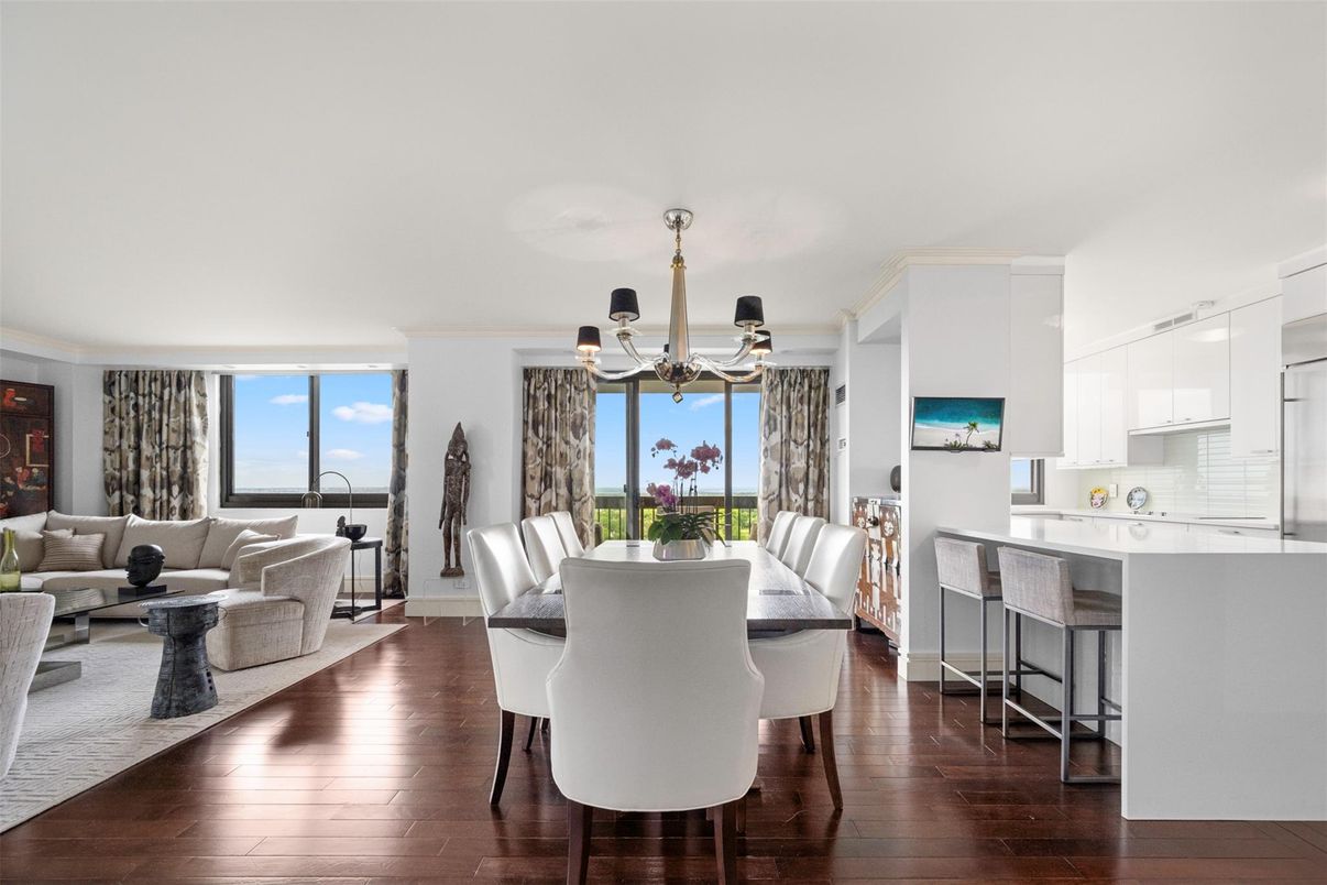 Chandelier, Dining room, Interior, Kitchen, Living room, Water, Wood Texture Flooring