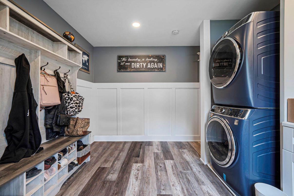 Interior, Recessed Lighting, Utility Closets, Washer, Wood Texture Flooring