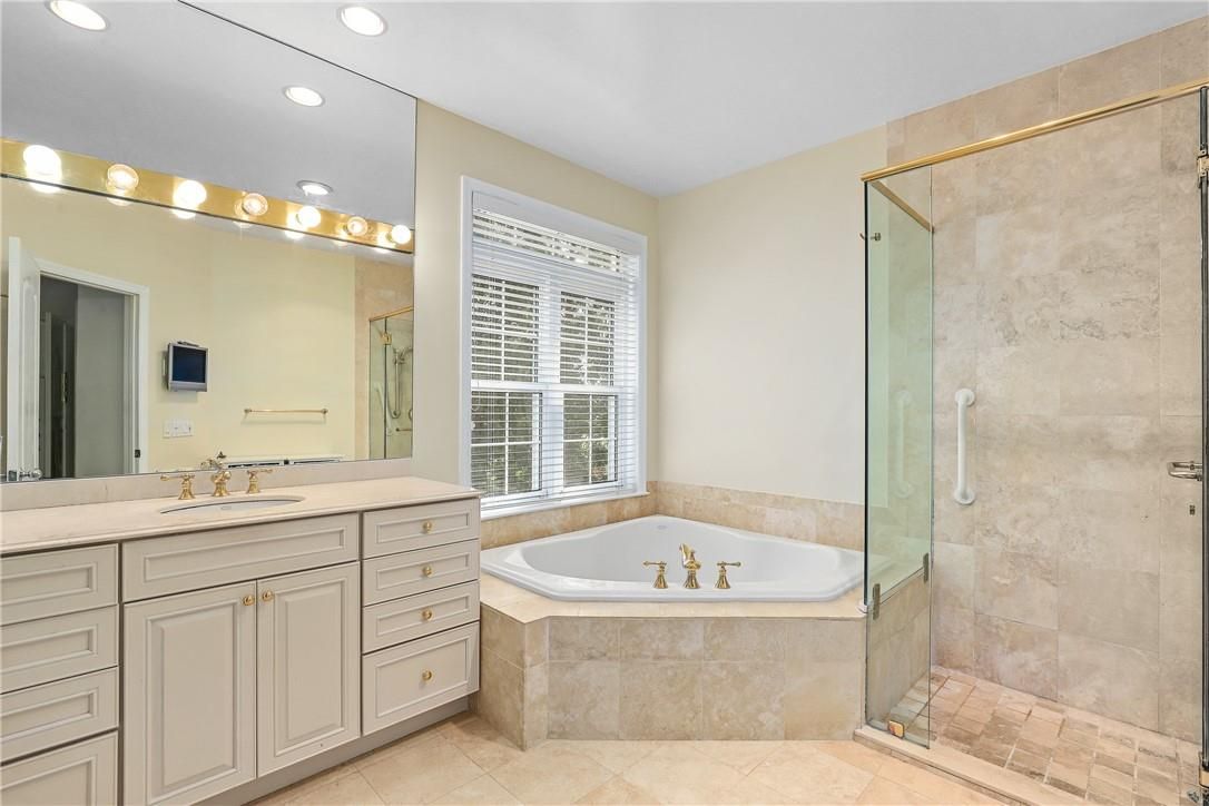 Bathroom, Glass Shower, Interior, Recessed Lighting