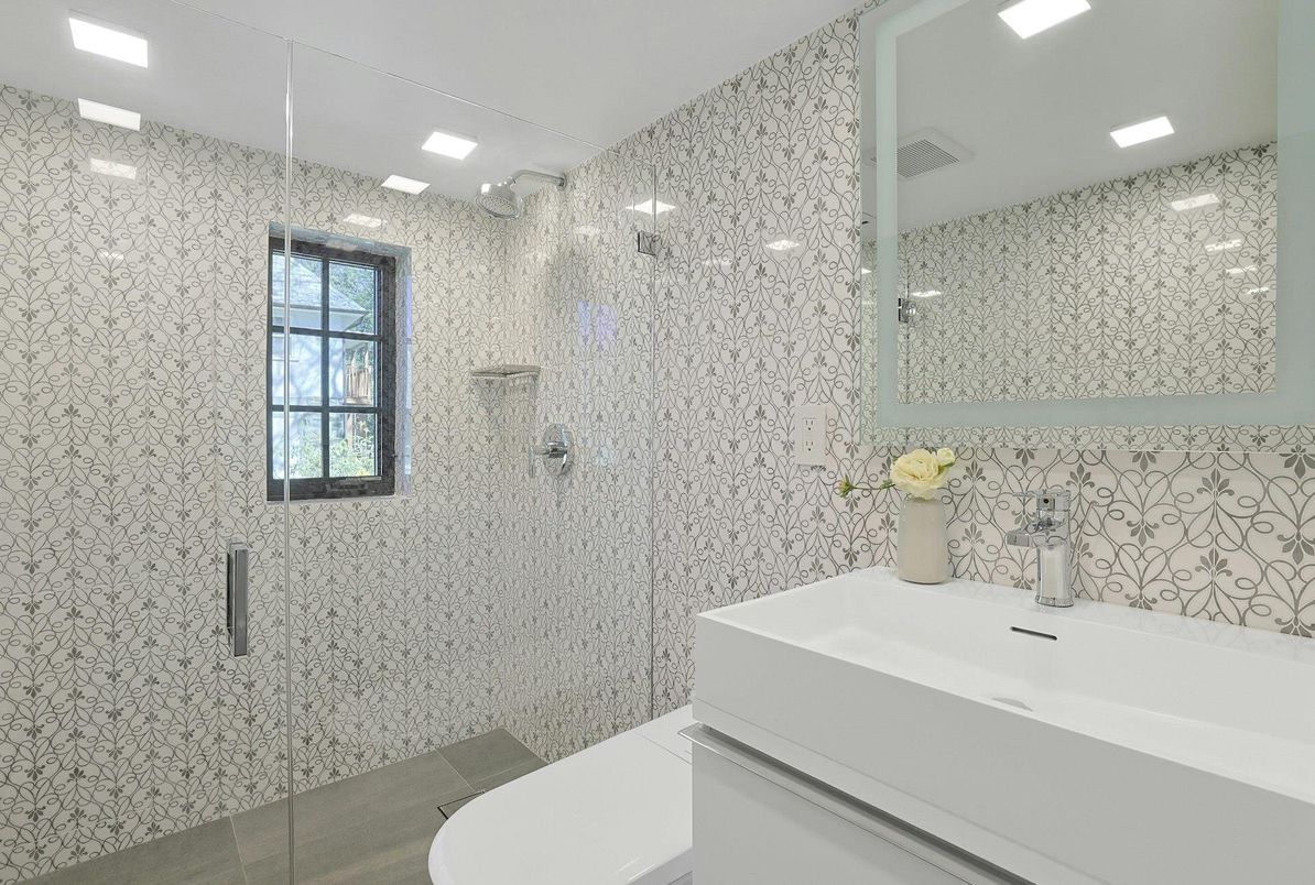 Bathroom, Glass Shower, Interior, Recessed Lighting