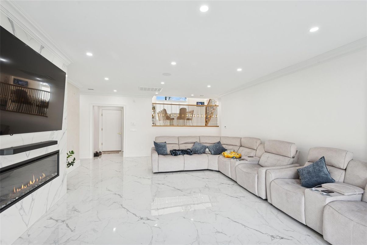 Fireplace, Interior, Living room, Marble, Recessed Lighting