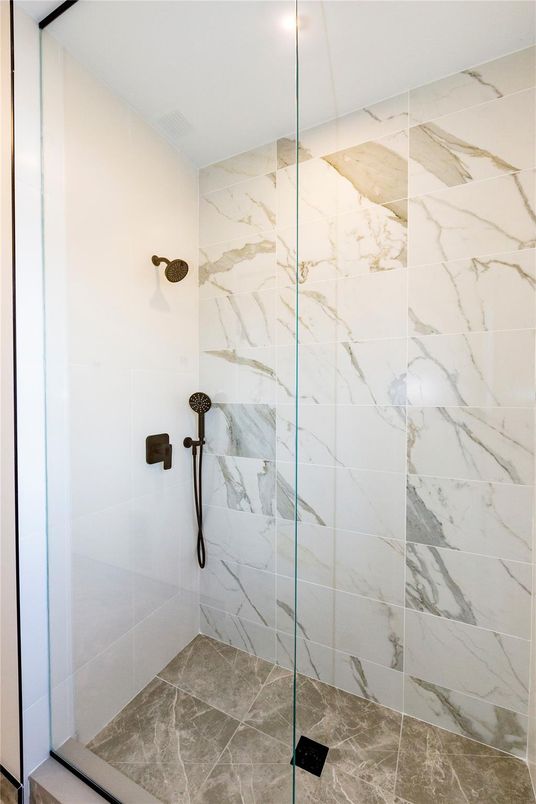 Bathroom, Glass Shower, Interior, Marble Walls