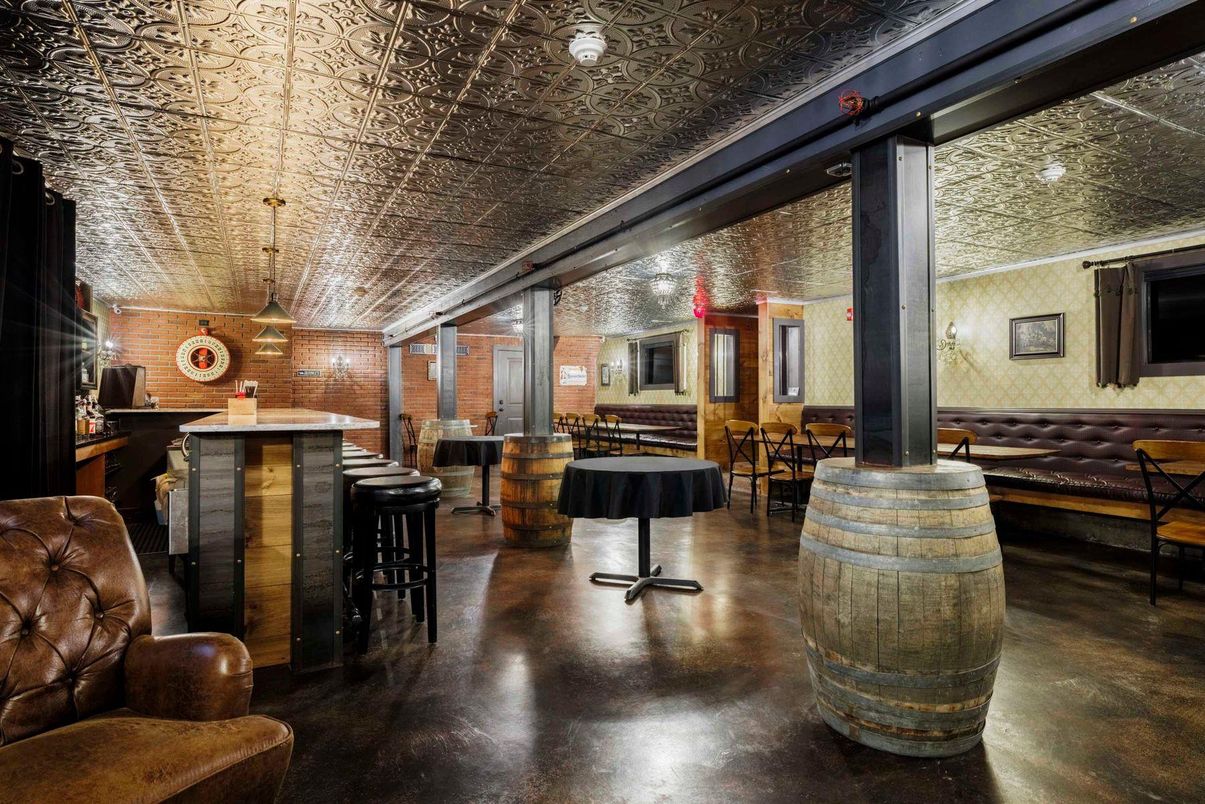 Dining room, Interior, Pendant Lights, Stone Walls