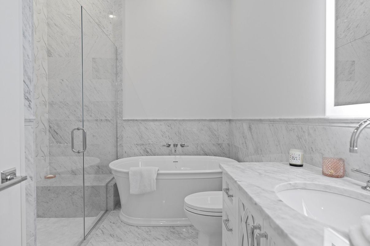Bathroom, Glass Shower, Interior, Marble, Marble Walls
