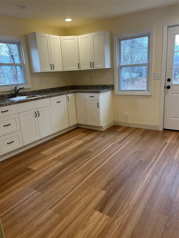 Interior, Kitchen, Recessed Lighting, Wood Texture Flooring