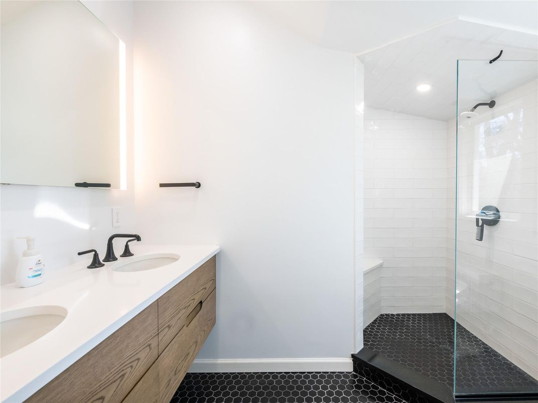 Bathroom, Dual Sink Vanities, Glass Shower, Interior, Recessed Lighting
