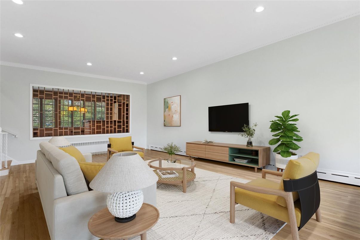 Interior, Living room, Recessed Lighting, Wood Texture Flooring
