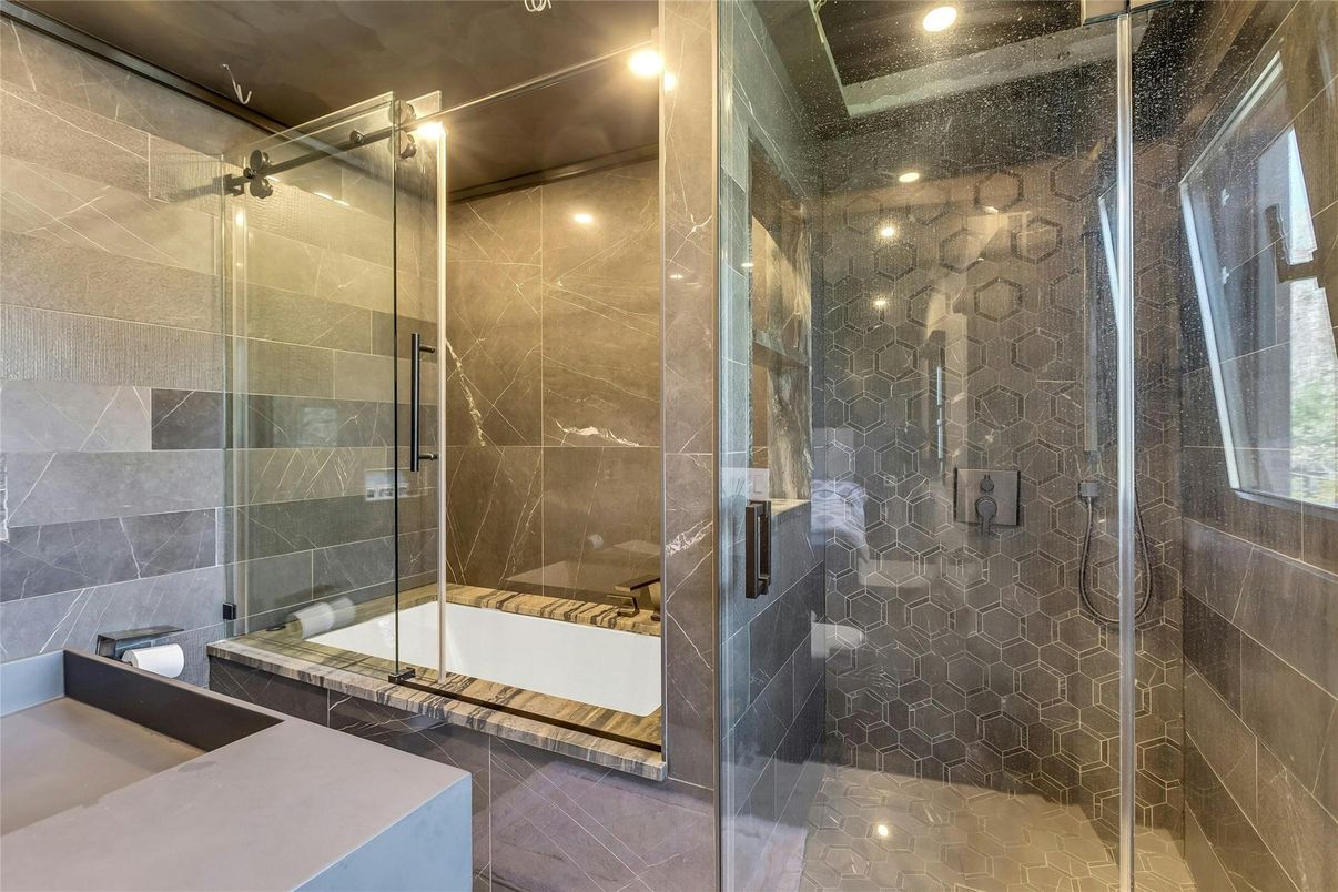 Bathroom, Glass Shower, Interior, Recessed Lighting