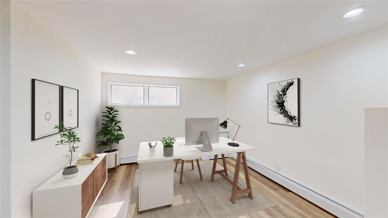 Home Office, Interior, Recessed Lighting, Wood Texture Flooring