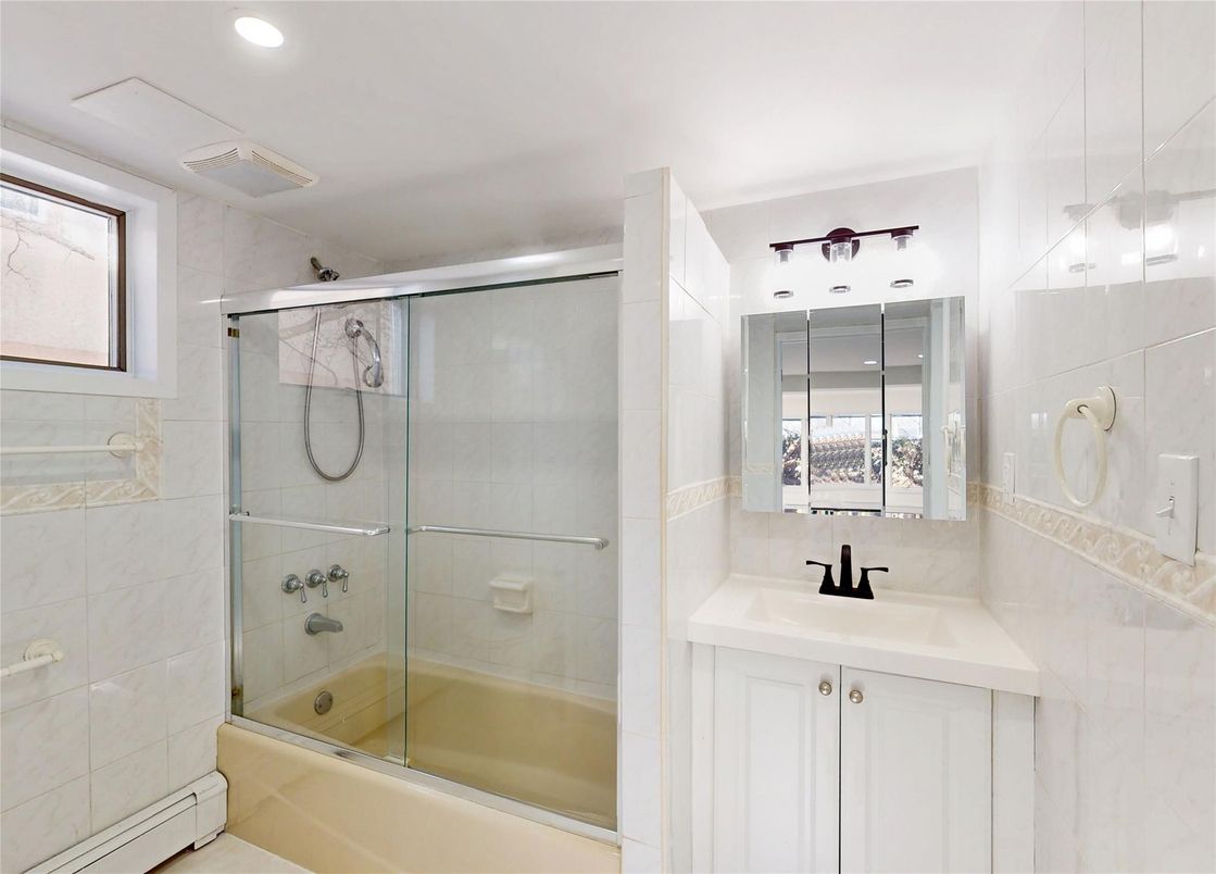 Bathroom, Glass Shower, Interior, Recessed Lighting