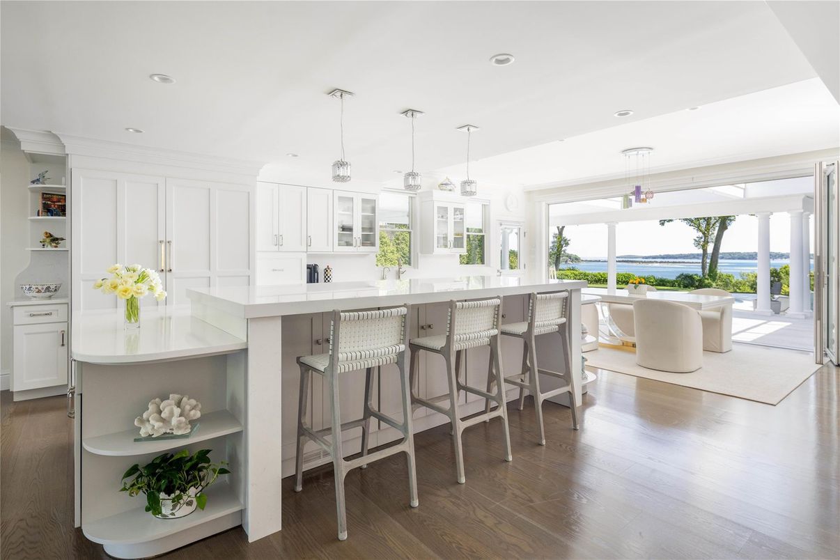 Interior, Kitchen, Pendant Lights, Recessed Lighting, Water, Wood Texture Flooring