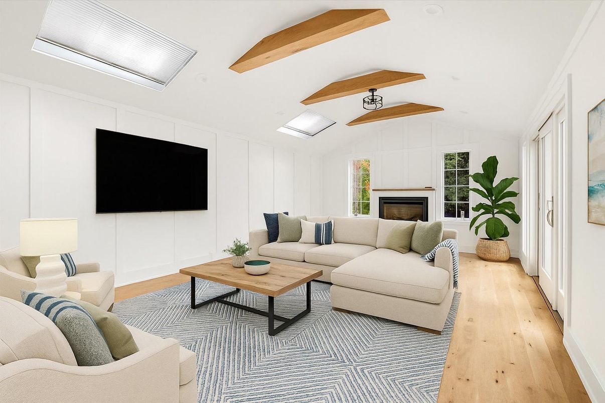 Fireplace, Interior, Living room, Wooden Beams, Wood Texture Flooring