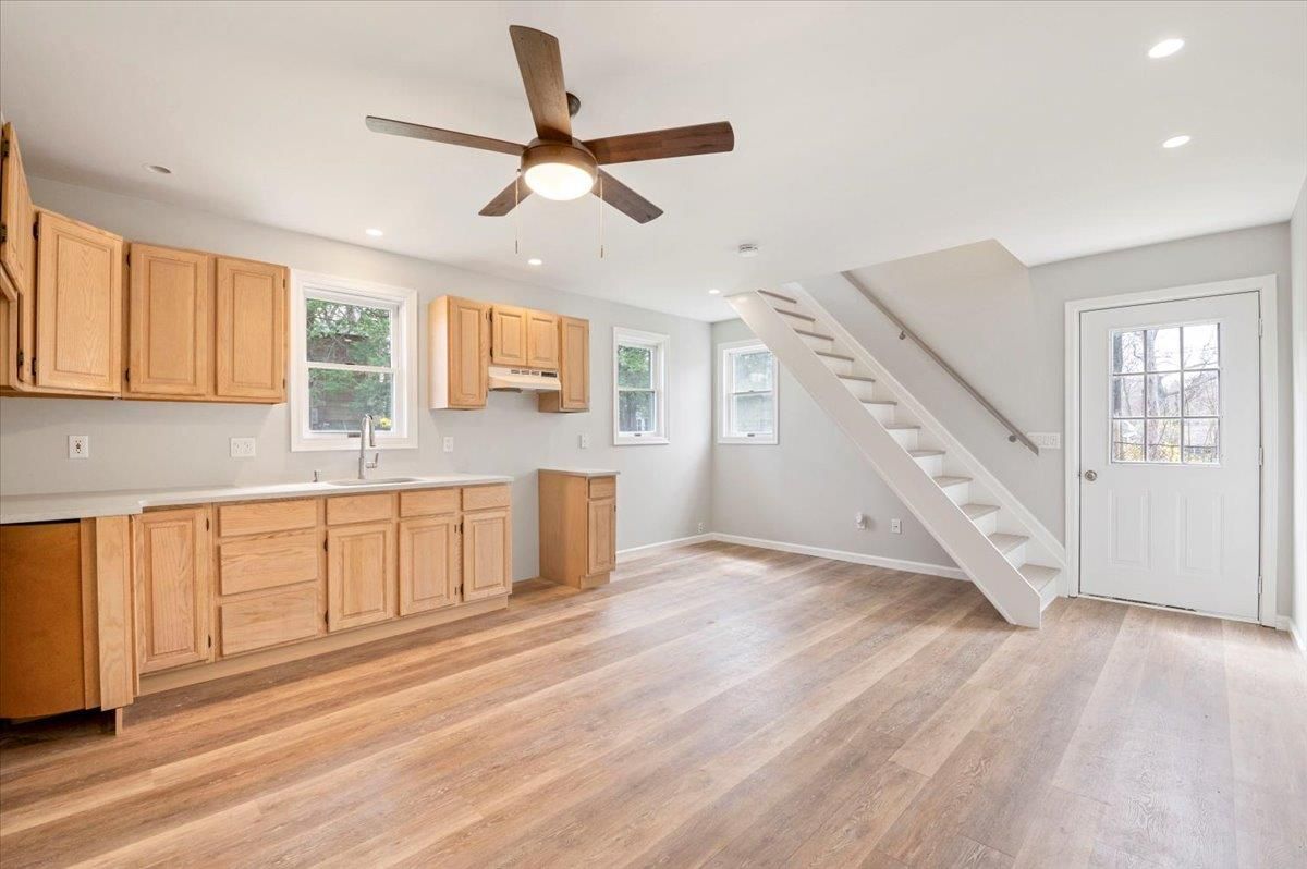 Interior, Kitchen, Recessed Lighting, Wood Texture Flooring