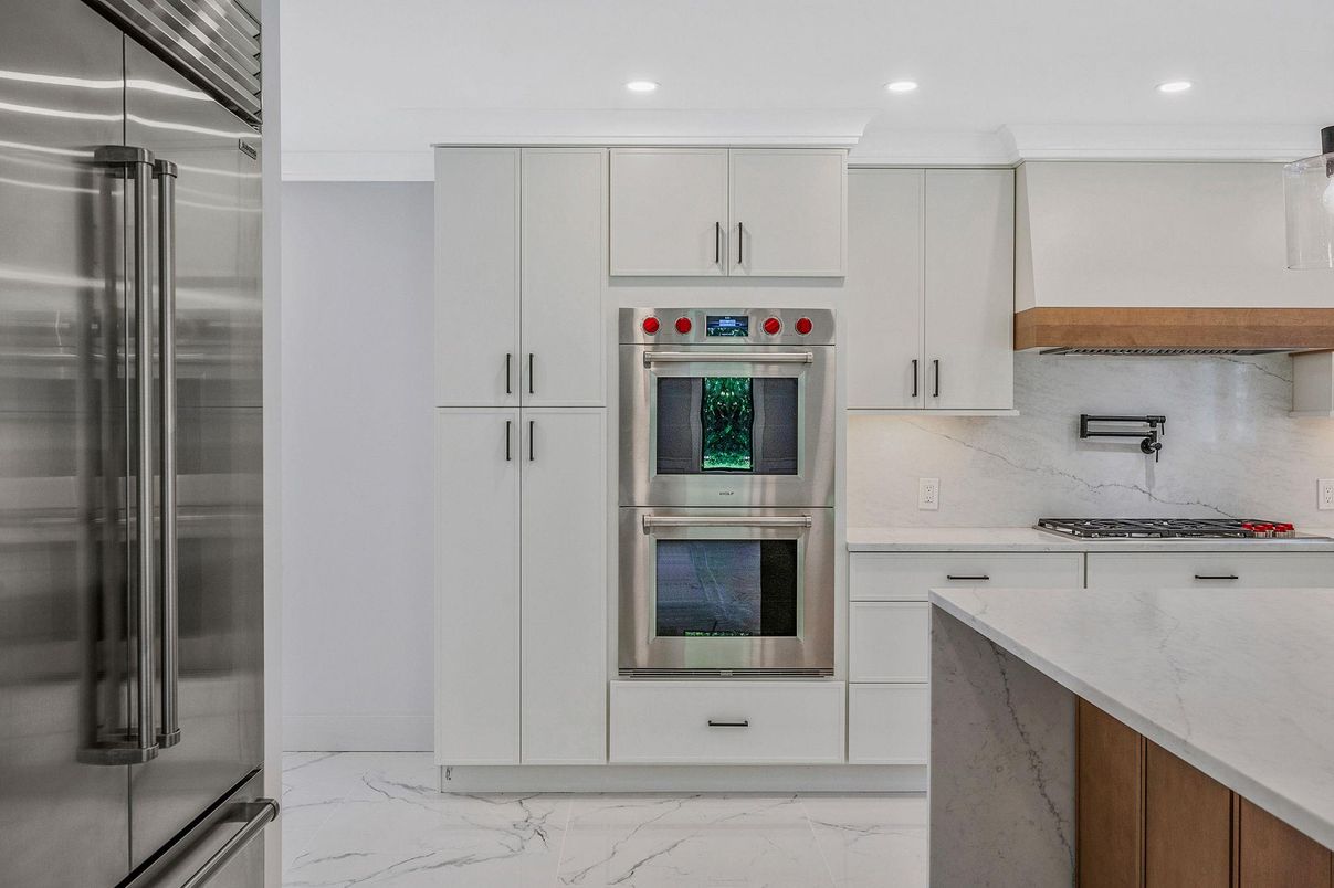 Interior, Kitchen, Marble, Recessed Lighting, Stainless Steel Appliances