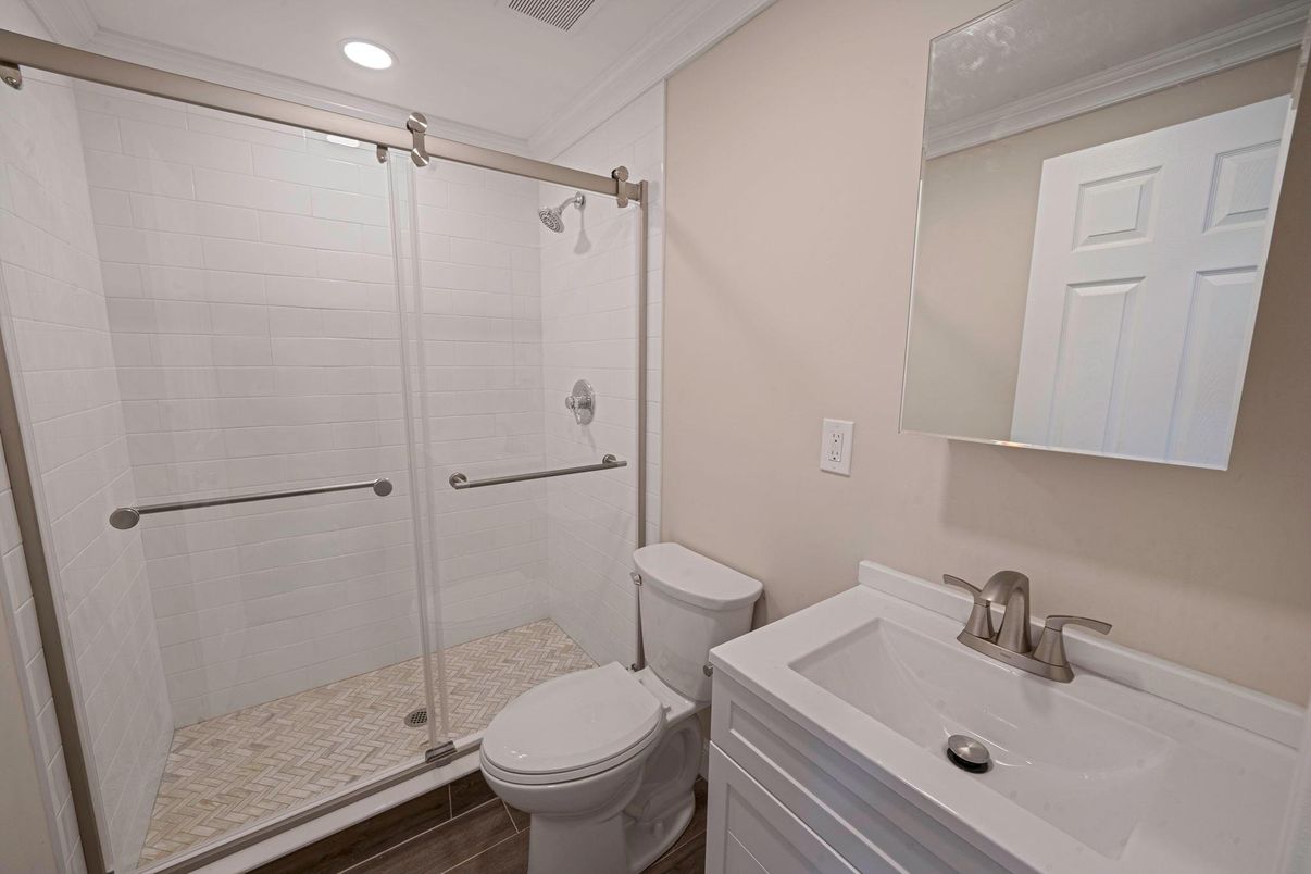 Bathroom, Glass Shower, Interior, Recessed Lighting