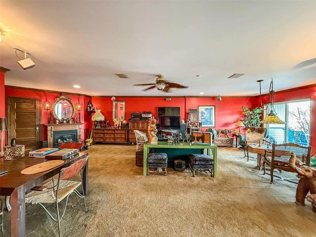 Fireplace, Home Office, Interior, Recessed Lighting