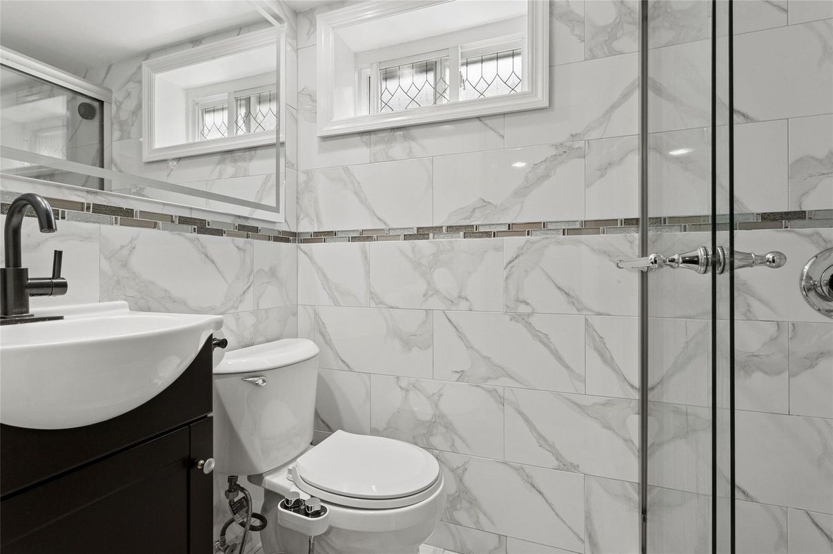 Bathroom, Glass Shower, Interior, Marble Walls