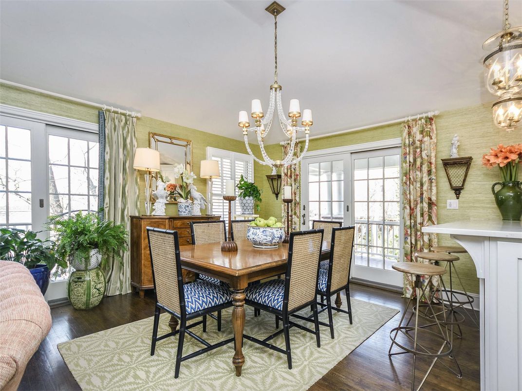 Chandelier, Dining room, Interior, Wood Texture Flooring