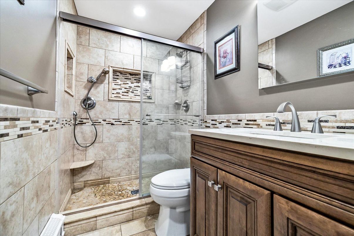 Bathroom, Glass Shower, Interior, Recessed Lighting