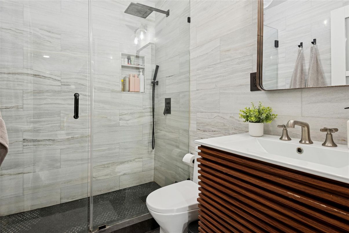 Bathroom, Glass Shower, Interior, Marble Walls