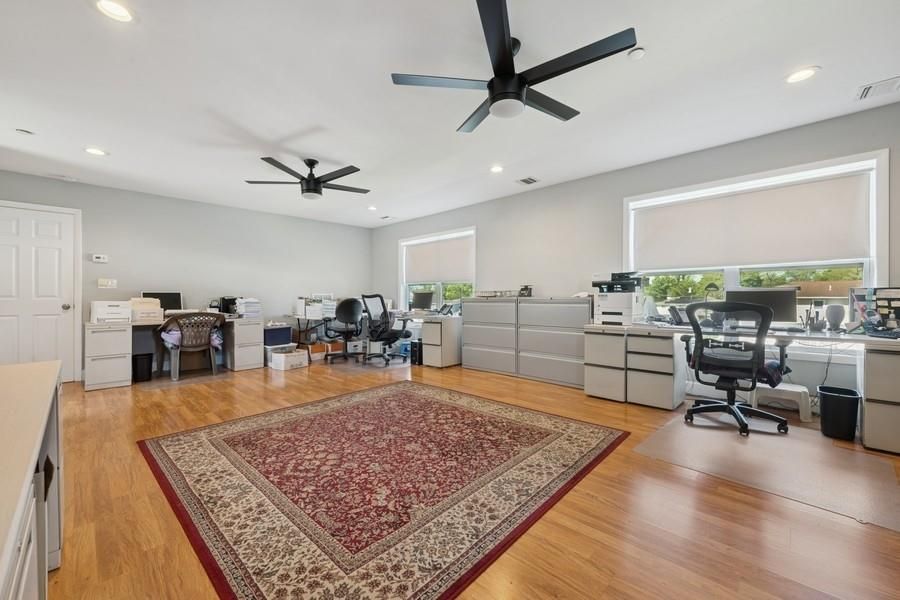 Home Office, Interior, Recessed Lighting, Wood Texture Flooring