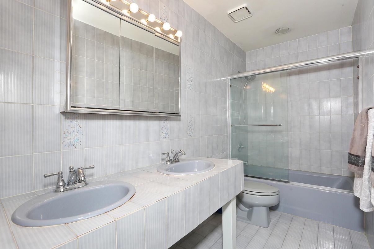 Bathroom, Dual Sink Vanities, Glass Shower, Interior, Tile Countertops