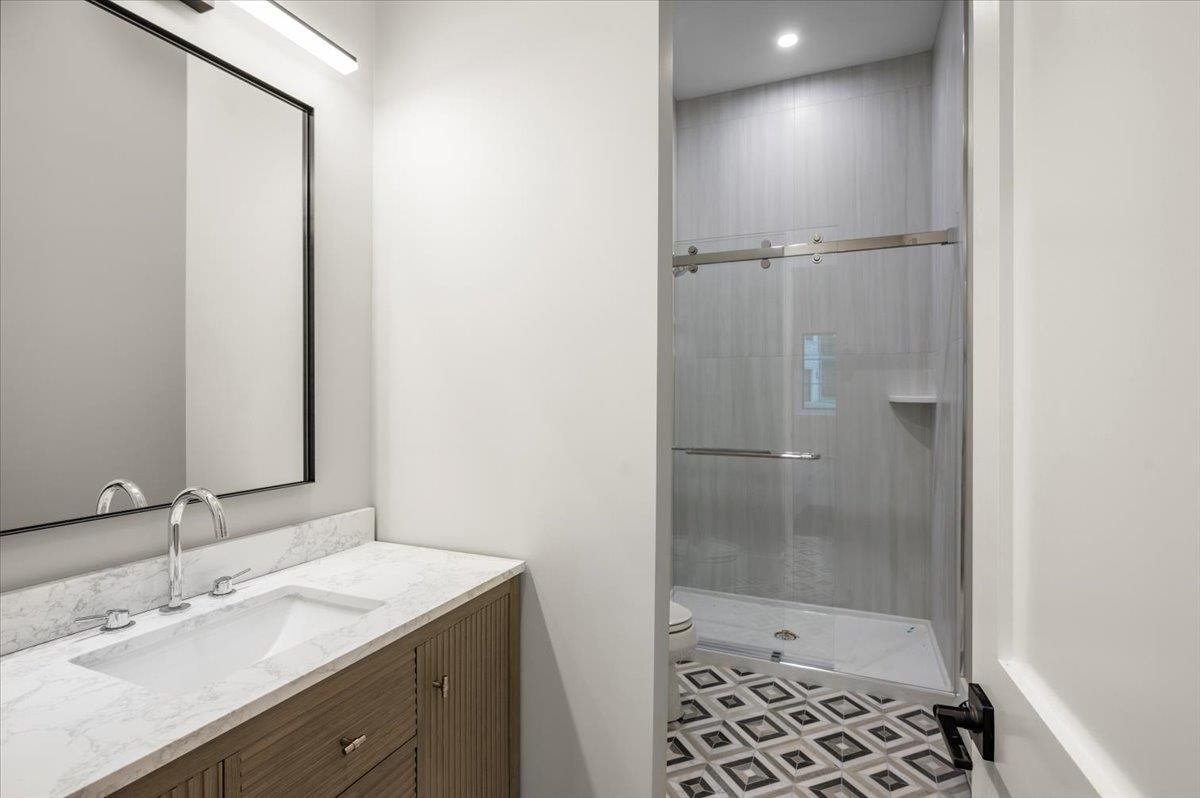 Bathroom, Glass Shower, Interior, Recessed Lighting
