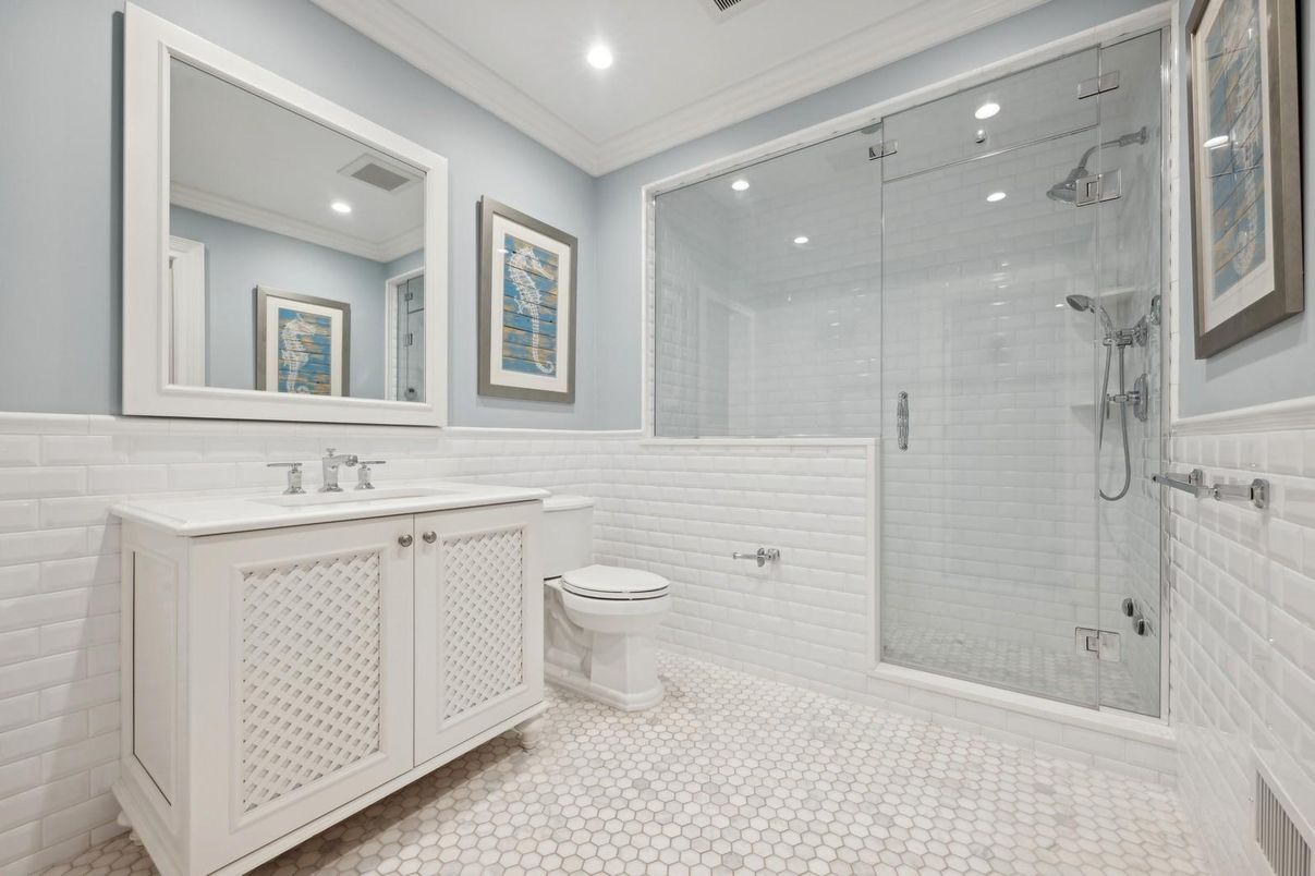 Bathroom, Glass Shower, Interior, Recessed Lighting