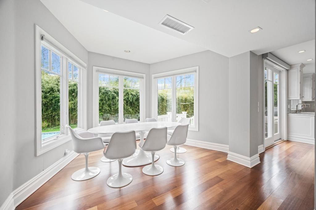 Dining room, Interior, Recessed Lighting, Wood Texture Flooring