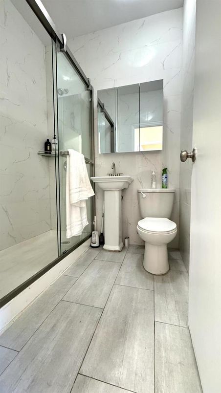 Bathroom, Glass Shower, Interior, Marble Walls