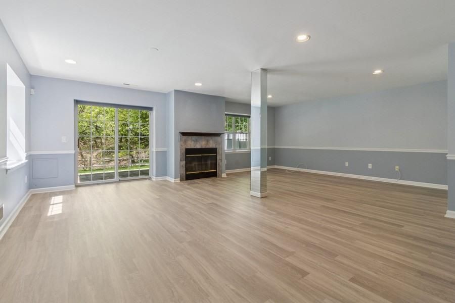 Empty room, Fireplace, Interior, Recessed Lighting, Wood Texture Flooring
