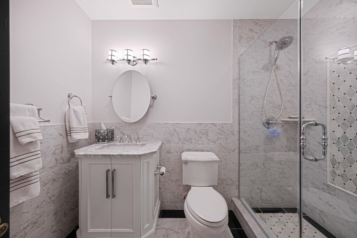 Bathroom, Glass Shower, Interior, Marble Walls