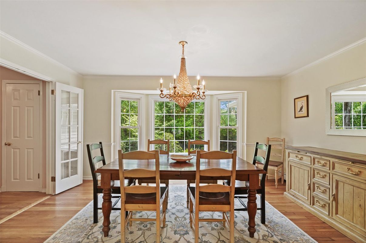 Chandelier, Dining room, Interior, Wood Texture Flooring
