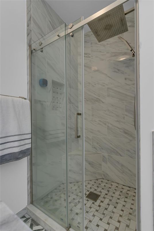 Bathroom, Glass Shower, Interior, Marble Walls