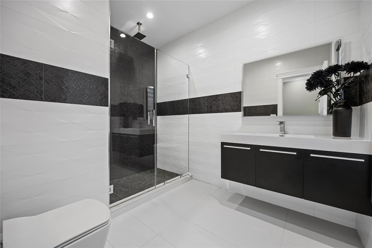 Bathroom, Glass Shower, Interior, Recessed Lighting