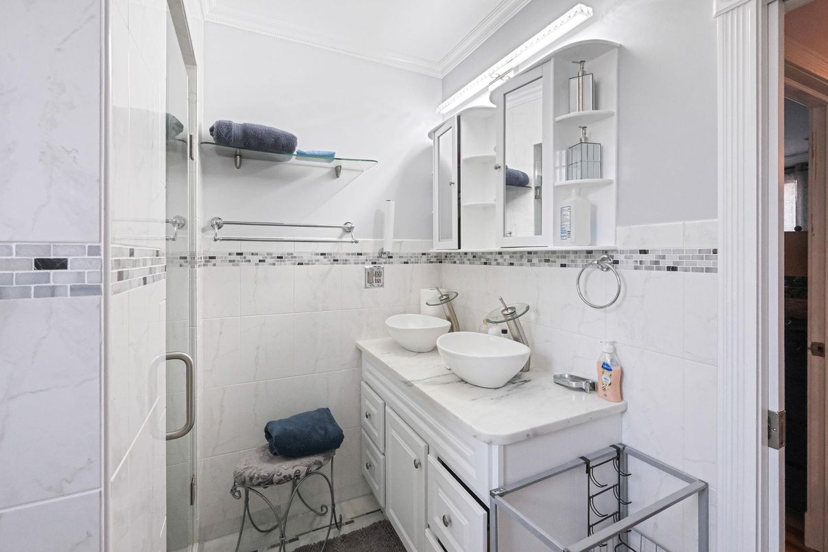 Bathroom, Glass Shower, Interior, Marble Walls