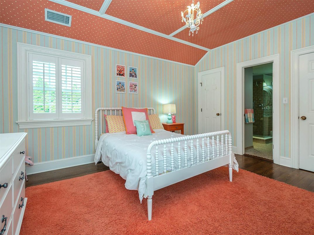 Bedroom, Chandelier, Interior, Wood Texture Flooring