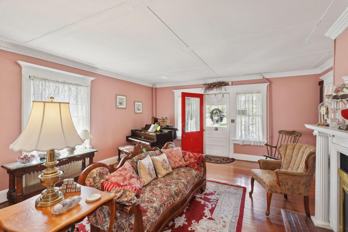 Fireplace, Interior, Living room, Piano, Wood Texture Flooring