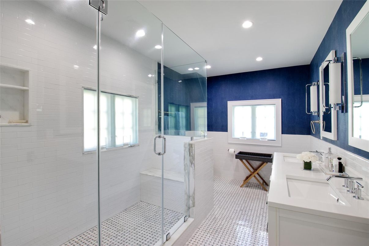 Bathroom, Glass Shower, Interior, Recessed Lighting