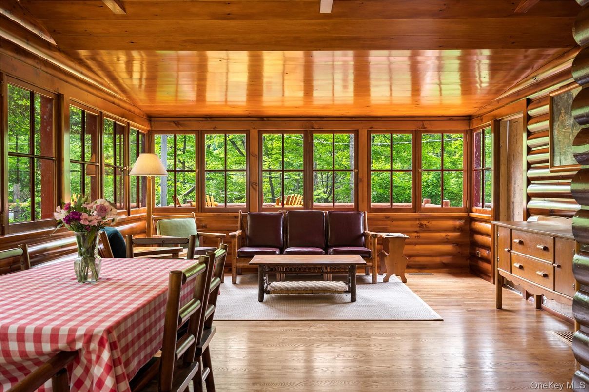 Dining room, Interior, Living room, Sun Room, Wooden Ceilings, Wood Texture Flooring, Wooden Walls