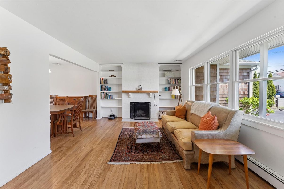 Dining room, Fireplace, Interior, Living room, Wood Texture Flooring