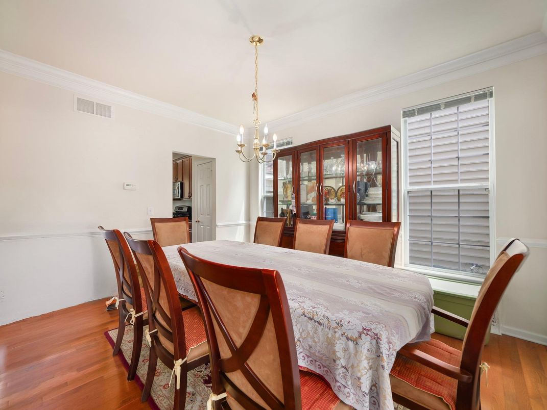 Chandelier, Dining room, Interior, Wood Texture Flooring