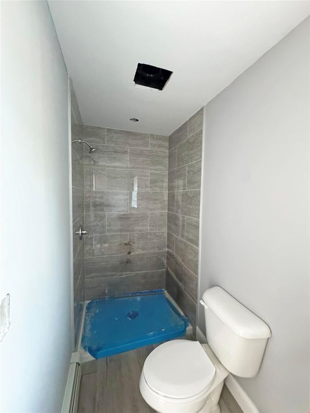 Bathroom, Glass Shower, Interior, Wood Texture Flooring