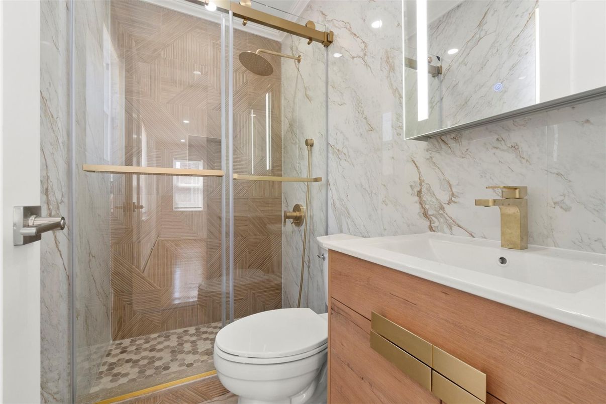 Bathroom, Glass Shower, Interior, Marble Walls