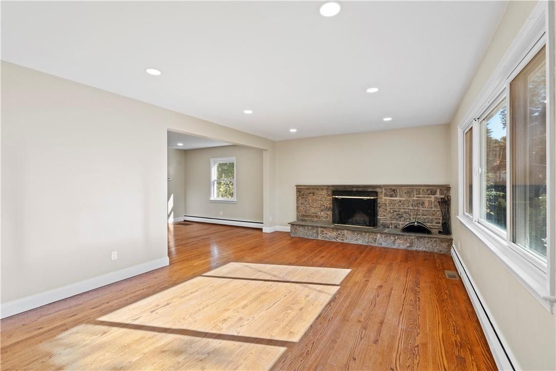 Fireplace, Interior, Recessed Lighting, Wood Texture Flooring