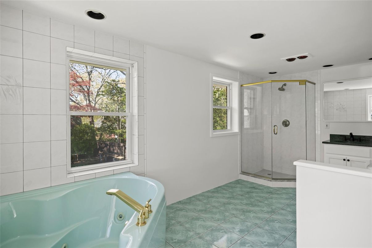 Bathroom, Glass Shower, Interior, Recessed Lighting