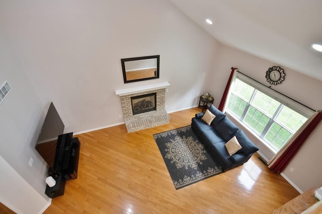 Fireplace, Interior, Recessed Lighting, Wood Texture Flooring
