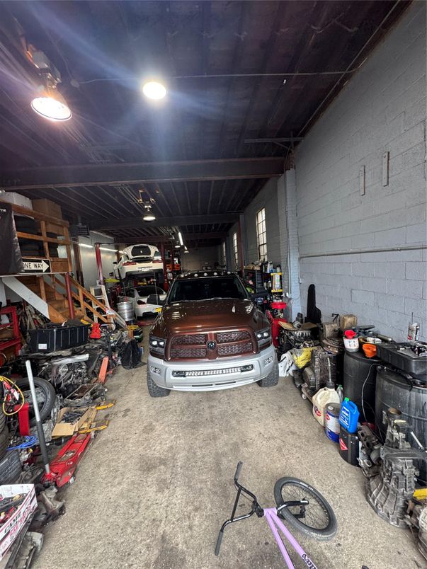Garage, Interior, Recessed Lighting, Stone Walls