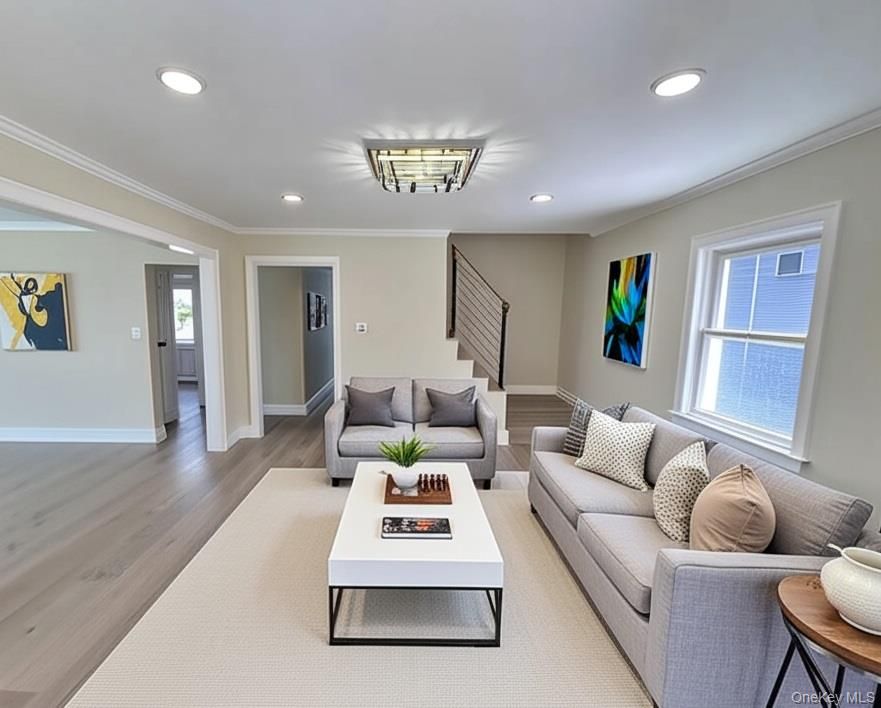 Interior, Living room, Recessed Lighting, Wood Texture Flooring
