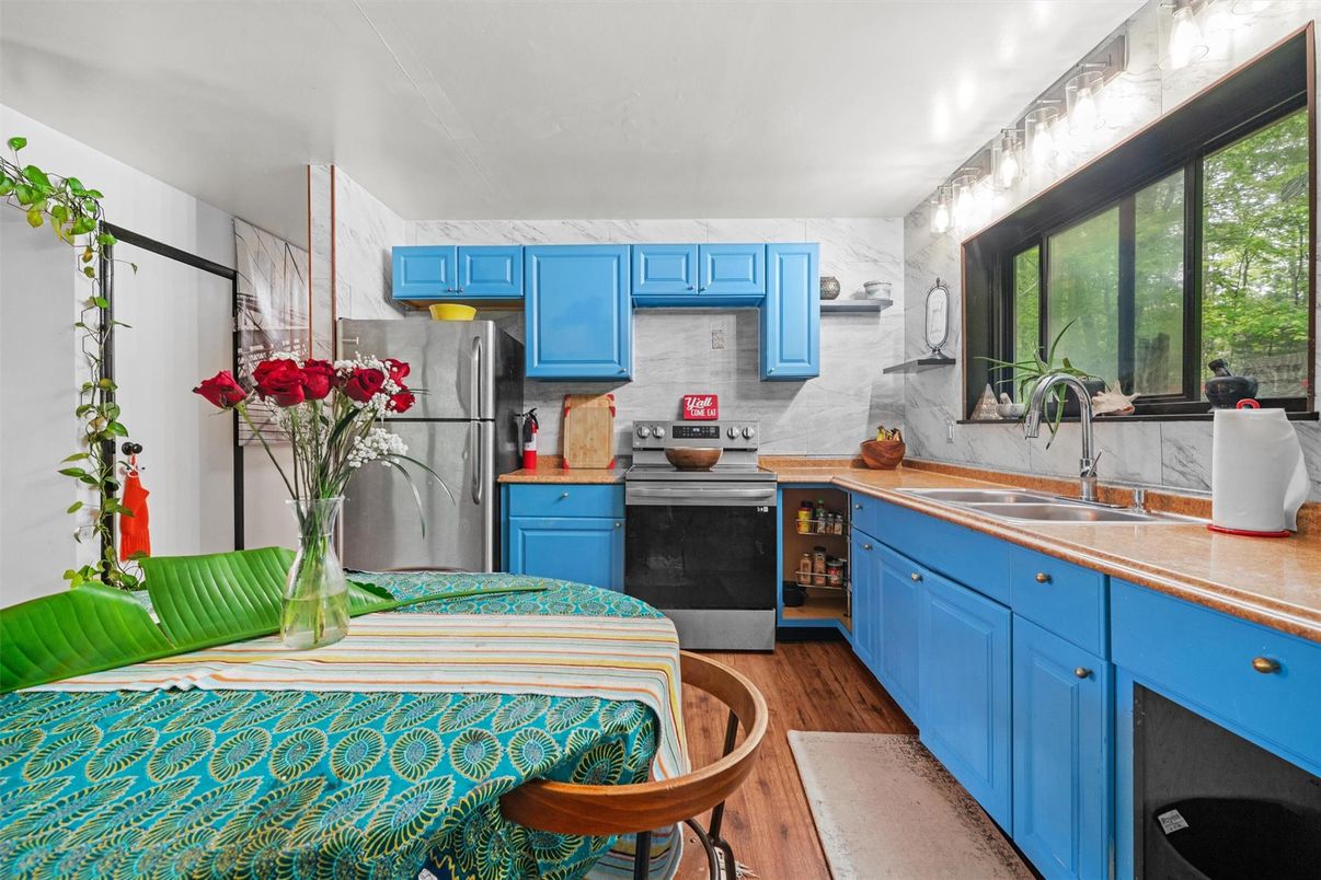 Interior, Kitchen, Stainless Steel Appliances, Wood Texture Flooring